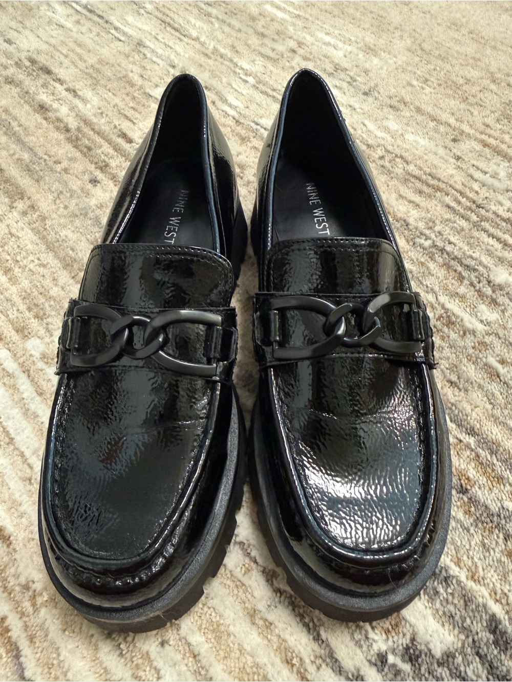Nine West Black Patent Chain-Trim Loafers - Picture 8 of 8